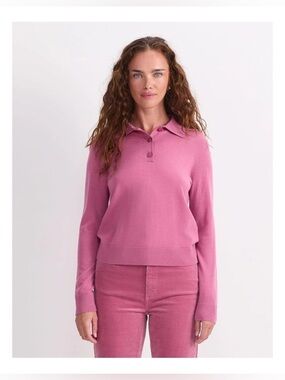 Zara Dusty Pink Polo Knit Sweater, Size XL